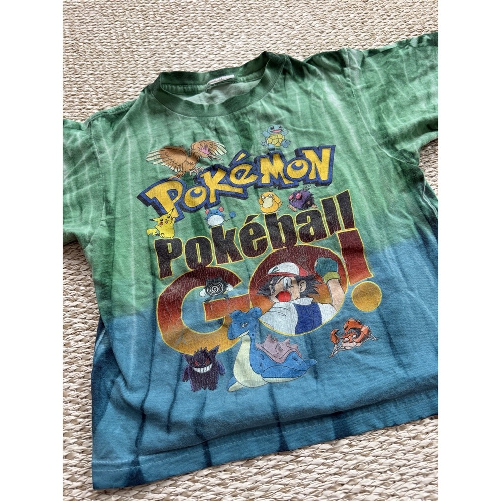 vintage pokémon nintendo Tie Dye Youth T Shirt Pokeball Go 8/10. Pikachu